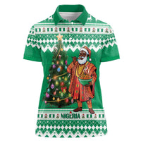 Personalized Nigeria Christmas Women Polo Shirt Black Santa With Jollof Rice - Wonder Print Shop