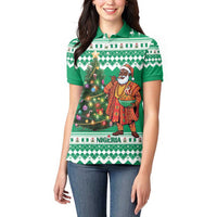 Personalized Nigeria Christmas Women Polo Shirt Black Santa With Jollof Rice - Wonder Print Shop