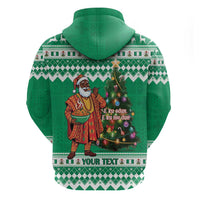 Personalized Nigeria Christmas Zip Hoodie Black Santa With Jollof Rice - Wonder Print Shop