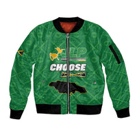 Personalized Jamaica Labour Party Sleeve Zip Bomber Jacket Choose Jamica - Wonder Print Shop