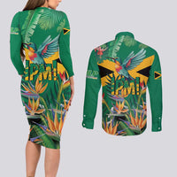 JLP 1PM Holness Couples Matching Long Sleeve Bodycon Dress and Long Sleeve Button Shirt Jamaica Labour Party - Tropical Style - Wonder Print Shop