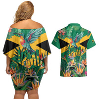JLP 1PM Holness Couples Matching Off Shoulder Short Dress and Hawaiian Shirt Jamaica Labour Party - Tropical Style - Wonder Print Shop