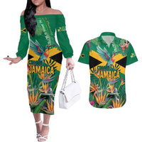 JLP 1PM Holness Couples Matching Off The Shoulder Long Sleeve Dress and Hawaiian Shirt Jamaica Labour Party - Tropical Style - Wonder Print Shop