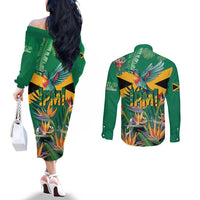 JLP 1PM Holness Couples Matching Off The Shoulder Long Sleeve Dress and Long Sleeve Button Shirt Jamaica Labour Party - Tropical Style - Wonder Print Shop
