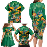 JLP 1PM Holness Family Matching Long Sleeve Bodycon Dress and Hawaiian Shirt Jamaica Labour Party - Tropical Style - Wonder Print Shop