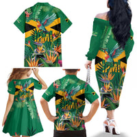 JLP 1PM Holness Family Matching Off The Shoulder Long Sleeve Dress and Hawaiian Shirt Jamaica Labour Party - Tropical Style - Wonder Print Shop