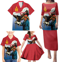 Personalised Mongolia Family Matching Puletasi and Hawaiian Shirt Eagle Hunters - Wonder Print Shop