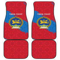 Personalised Mongolia Independence Day Car Mats Coat Of Arms - Mongolia Folk Pattern - Wonder Print Shop