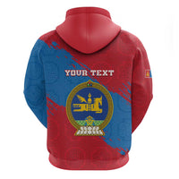 Personalised Mongolia Independence Day Hoodie Coat Of Arms - Mongolia Folk Pattern - Wonder Print Shop