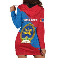 Personalised Mongolia Independence Day Hoodie Dress Coat Of Arms - Mongolia Folk Pattern - Wonder Print Shop
