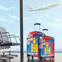 Personalised Mongolia Independence Day Luggage Cover Coat Of Arms - Mongolia Folk Pattern - Wonder Print Shop