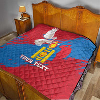 Personalised Mongolia Independence Day Quilt Coat Of Arms - Mongolia Folk Pattern - Wonder Print Shop