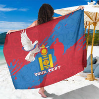 Personalised Mongolia Independence Day Sarong Coat Of Arms - Mongolia Folk Pattern - Wonder Print Shop