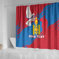 Personalised Mongolia Independence Day Shower Curtain Coat Of Arms - Mongolia Folk Pattern