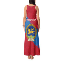Personalised Mongolia Independence Day Tank Maxi Dress Coat Of Arms - Mongolia Folk Pattern - Wonder Print Shop
