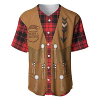 Santa Western Cowboy Christmas Baseball Jersey Plaid Black Red Vest Style - Wonder Print Shop