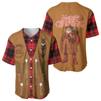 Santa Western Cowboy Christmas Baseball Jersey Plaid Black Red Vest Style - Wonder Print Shop