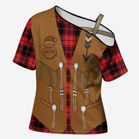 Santa Western Cowboy Christmas Cross Shoulder Shirt Plaid Black Red Vest Style - Wonder Print Shop