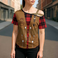 Santa Western Cowboy Christmas Cross Shoulder Shirt Plaid Black Red Vest Style - Wonder Print Shop