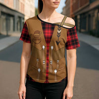 Santa Western Cowboy Christmas Cross Shoulder Shirt Plaid Black Red Vest Style - Wonder Print Shop