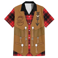 Santa Western Cowboy Christmas Hawaiian Shirt Plaid Black Red Vest Style - Wonder Print Shop