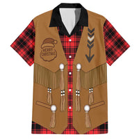 Santa Western Cowboy Christmas Hawaiian Shirt Plaid Black Red Vest Style - Wonder Print Shop
