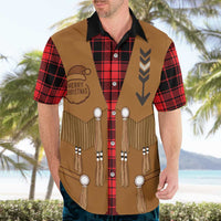 Santa Western Cowboy Christmas Hawaiian Shirt Plaid Black Red Vest Style - Wonder Print Shop