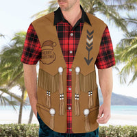 Santa Western Cowboy Christmas Hawaiian Shirt Plaid Black Red Vest Style - Wonder Print Shop