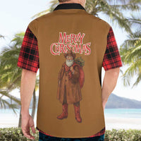 Santa Western Cowboy Christmas Hawaiian Shirt Plaid Black Red Vest Style - Wonder Print Shop