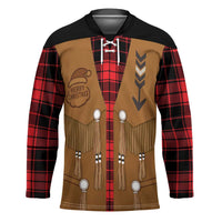 Santa Western Cowboy Christmas Hockey Jersey Plaid Black Red Vest Style - Wonder Print Shop