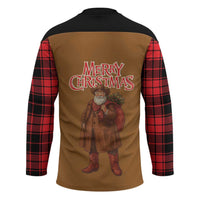 Santa Western Cowboy Christmas Hockey Jersey Plaid Black Red Vest Style - Wonder Print Shop