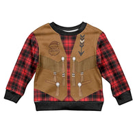 Santa Western Cowboy Christmas Kid Ugly Christmas Sweater Plaid Black Red Vest Style - Wonder Print Shop
