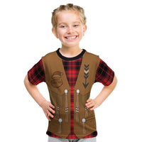 Santa Western Cowboy Christmas Kid T Shirt Plaid Black Red Vest Style - Wonder Print Shop
