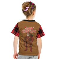 Santa Western Cowboy Christmas Kid T Shirt Plaid Black Red Vest Style - Wonder Print Shop