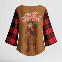Santa Western Cowboy Christmas Kimono Sleeve Blouse Plaid Black Red Vest Style - Wonder Print Shop