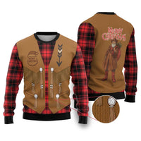 Santa Western Cowboy Christmas Ugly Christmas Sweater Plaid Black Red Vest Style - Wonder Print Shop