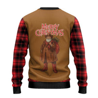 Santa Western Cowboy Christmas Ugly Christmas Sweater Plaid Black Red Vest Style - Wonder Print Shop
