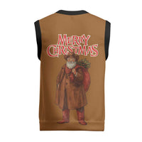 Santa Western Cowboy Christmas Knitted V-Neck Vest Plaid Black Red Vest Style - Wonder Print Shop