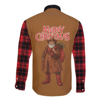 Santa Western Cowboy Christmas Long Sleeve Button Shirt Plaid Black Red Vest Style - Wonder Print Shop