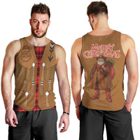 Santa Western Cowboy Christmas Men Tank Top Plaid Black Red Vest Style - Wonder Print Shop
