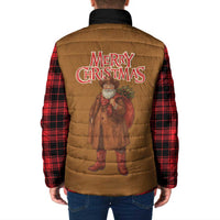 Santa Western Cowboy Christmas Padded Jacket Plaid Black Red Vest Style - Wonder Print Shop