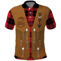 Santa Western Cowboy Christmas Polo Shirt Plaid Black Red Vest Style - Wonder Print Shop