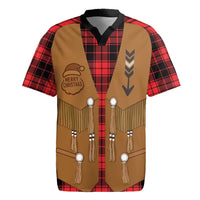 Santa Western Cowboy Christmas Rugby Jersey Plaid Black Red Vest Style - Wonder Print Shop