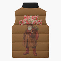 Santa Western Cowboy Christmas Sleeveless Puffer Jacket Plaid Black Red Vest Style - Wonder Print Shop