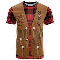 Santa Western Cowboy Christmas T Shirt Plaid Black Red Vest Style - Wonder Print Shop