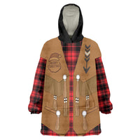 Santa Western Cowboy Christmas Wearable Blanket Hoodie Plaid Black Red Vest Style - Wonder Print Shop