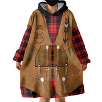 Santa Western Cowboy Christmas Wearable Blanket Hoodie Plaid Black Red Vest Style - Wonder Print Shop