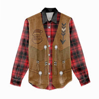 Santa Western Cowboy Christmas Women Casual Shirt Plaid Black Red Vest Style - Wonder Print Shop