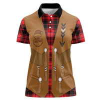 Santa Western Cowboy Christmas Women Polo Shirt Plaid Black Red Vest Style - Wonder Print Shop