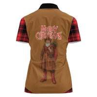 Santa Western Cowboy Christmas Women Polo Shirt Plaid Black Red Vest Style - Wonder Print Shop
